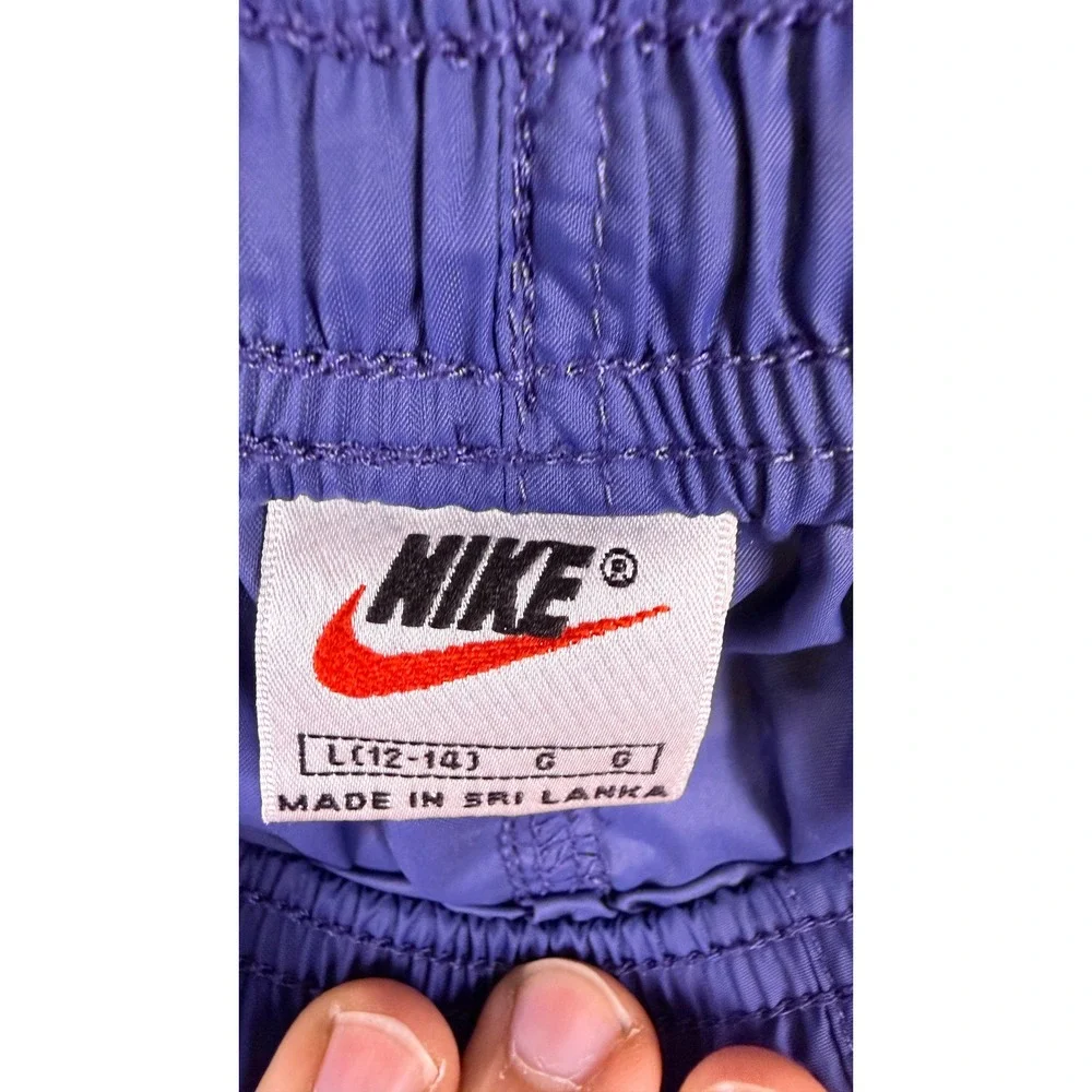 VTG Nike Windbreaker Track Pants Boys L Blue Swish Logo Ankle Zip